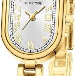 HOLSTOUR Small Gold Watches for Women Vintage Oval Face Analog Wristwatch