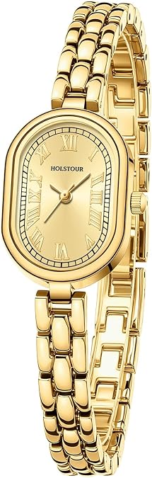 HOLSTOUR Small Gold Watches for Women Vintage Oval Face Analog Wristwatch - Image 4