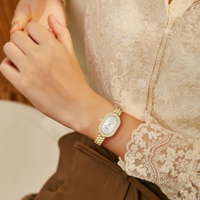 HOLSTOUR Small Gold Watches for Women Vintage Oval Face Analog Wristwatch - Image 6